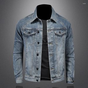 Jaquetas masculinas de alta qualidade denim homens cor sólida turn down colarinho moda outerwear único breasted moto motociclista casacos homem