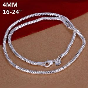 High grade 4MM snake bone necklace Men sterling silver plate necklace N191 brand new fashion 925 silver Chains necklace factory d235j