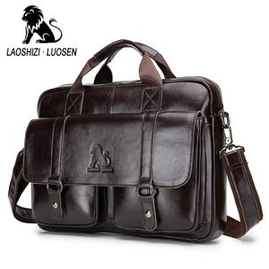 Aktentaschen Business Messenger Bag Echtes Leder Männer Schulter Vintage Männlichen Casual Handtasche Rindsleder Umhängetasche 231010