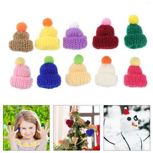 Baskenmützen, 10 Stück, Weihnachtsschmuck, Mini-Strickmütze, handgefertigte Versorgung, DIY-Strick-Deko-Zubehör, Herstellungs-Gadget