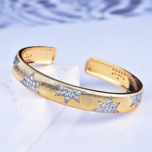 Bangle Fashion CZ Micro Pave Open Cubic Zirconia Gold Color Wire Gift For Women327M