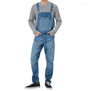 Jeans da uomo Pantaloni da uomo in denim retrò con tasche generali Pantaloni con bretelle maschili Abbigliamento da uomo Pantaloni casual