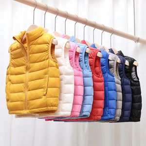 Para baixo casaco crianças colete casaco outono inverno ultra leve pato branco para baixo jaquetas para meninos meninas sem mangas coletes crianças fofo quente snowsuit 231010