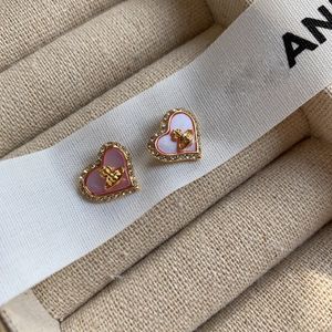 18K Gold Luxury West Wood Sweet Love Heart Designer Earrings Sweet Pink Bling Diamond Crystal Star Charm Ear Rings Earring Earings Bracelets Necklaces Jewelry