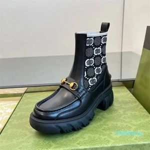 Projektant-mieszane botki z łydką klocki okrągłe botki na u nogi botki w stylu skarpetki buty dla kobiet luksusowe buty platformowe projektantów 6 cm