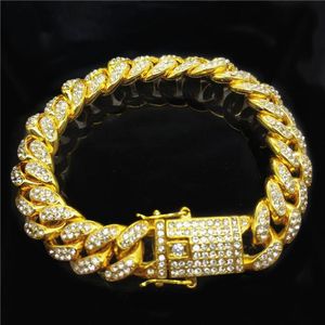 Cuban Link pendants Chains Hip-hop jewelry 18K full diamond 12mm wide men's Cuba chain bracelet174T