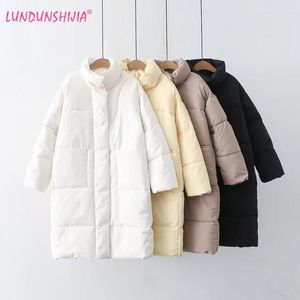 Women's Trench Coats LUNDUNSHIJIA Women Black Parka 2023 Winter Warm Thicken Cotton-padded Clothes Female Big Pocket Jacket Outwear 5 Colors