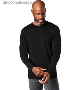 Herrens termiska underkläder 100% Merino Wool Base Layer Men Merino Wool Thermal Long Sleeve Men Underwear Top Baselayer Shirts Breattable USA Sizel231011