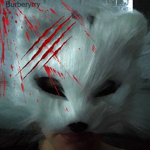 Costume Accessories Furry Fox Shaped Masks Women Men Halloween Party Half Face Eye Mask Animal Cosplay Props Fe Toy Come AccessoriesL231010L231010
