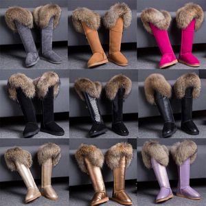 Designer-Kniehohe Stiefel, luxuriöse Schaffellstiefel, warmes Futter, Echtpelzbesatz, Wildleder, Australien, Winter-Damen-Ugh-Stiefel