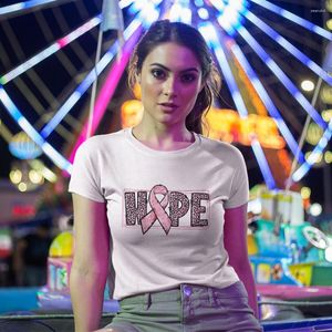 Women's T Shirts Hope Print TShirt Women Breast Cancer Awareness Clothes Aesthetic Short Sleeve Streetwear Europe America Harajuku T-shirt