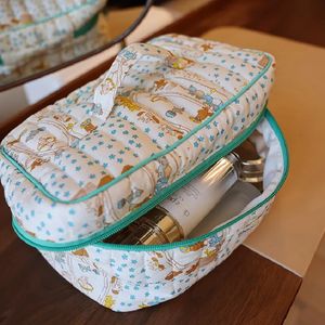 Cosmetic Bags Cases Portable Women Travel Toiletry Storage Case Quilted Box Cotton Cloth Makeup Organizer Pouch Bag For Girl 231010