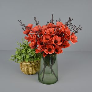 Nya produktidéer 20 huvuden Artificiell siden Autumn Poppy Flower Bouquet för Home Living Room Office Hotel Dekoration Bord Centerpieces Flowers