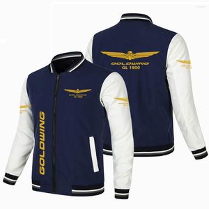 Casacos de Trench Masculinos 2023 Primavera Outono Homens Goldwing Logo Jaquetas Impressas Moda Casual Solta Jaqueta de Motociclista Rua Uniforme de Beisebol