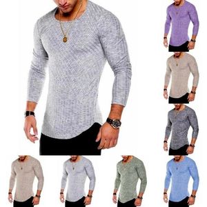 Camiseta masculina de manga comprida slim fit, camisa listrada casual, agasalho esportivo, blusa157d