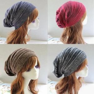 DHL! Calde donne invernali cappelli lavorati a maglia caldi berretti morbidi per adulti Trendy caldo grosso morbido elastico berretto di lana lavorato a maglia Beanie Stingy Brim LL