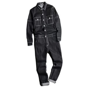 Mäns jeans overaller Slim fit pojkvän Jean Jumpsuits Spring Autumn Streetwear Denim Bib Jumpsuit Male Long Rompers Pants2692