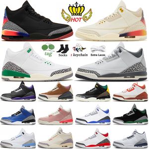 Oryginalne Jumpman 3 3s Men Buty koszykówki Palomino Lucky Green Fear Pack Fire Red White Oreo J Balvin Medellin Sunset Mars Stone Og Sports Sneakers Treakers