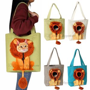 Lion Shaped Cute Cat Carrier Portable Pet Canvas Shoulder Carrying Bag Chest Cat Bag Outdoor Dog Tote Bag Travel Handbag for Small Cat Dog Animal Supplies Green C30