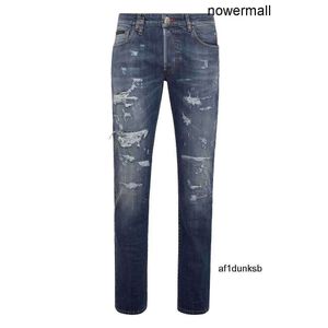 ROCK pp STAR Fashion DENIM Design Классические PP Мужские БРЮКИ BEAR Plein Blue FIT Мужские повседневные мужские рваные джинсы Потертые скинни Philipps Biker Clothfitting MP84