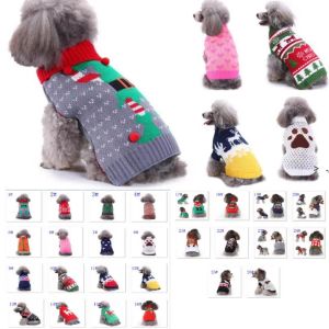 Pet Clothes Santa Costumes Striped Knitted Christmas Dog Apparel Snowflake Reindeer Outerwears Coat Halloween 1011