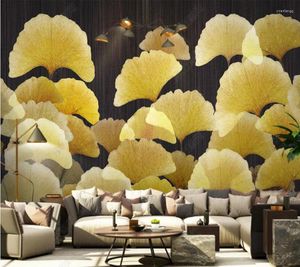 Bakgrundsbilder Papel de Parede Modern Minimalist Ginkgo Leaves3d Wallpaper Mural Living Room TV Wall Bedroom Papers Home Decor