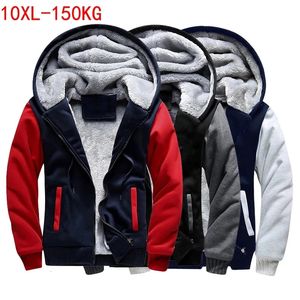 Herrjackor vinter män tjocka tröjor fleece hoodies hooded jackor varm 8xl 9xl stor storlek stor 10xl svart tröja dragkedja 150 kg 54 231011