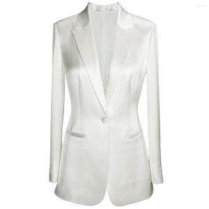 Kvinnors kostymer White Slim Fit Women Jacket Single Breasted Peaked Lapel One Button Shinny Piece Custom Made Blazer Office Party 2023