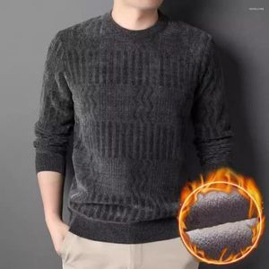 Men's Sweaters Men Fall Winter Sweater Knitted Thick Long Sleeve Warm Elastic Applique Soft Casual Mid Length Pullover Top