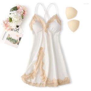 Mulheres sleepwear noiva branco nightdress sexy womens chemise nightgown verão suspender vestido de sono renda quimono vestido com decote em v