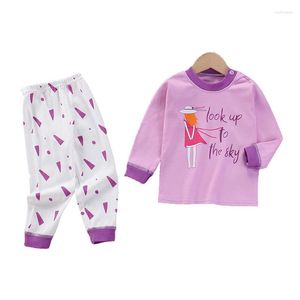 Kläder sätter hösten baby pojke kläder set tecknad film småbarn tjej kläder t-shirt byxor spädbarn tracksuit 2023