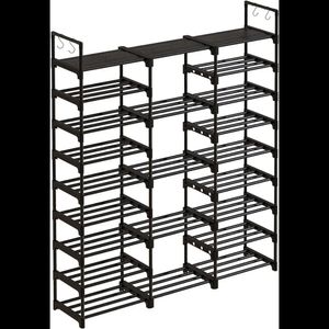 Suportes de armazenamento Racks WOWLIVE 9 camadas Organizador de armazenamento de rack de sapatos grande para armário 50-55 pares Torre de sapatos Prateleira de unidade de metal durável com 231007