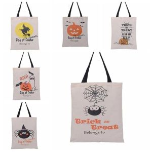 Halloweenowe torby prezentowe duże bawełniane płótno torby ręczne 6 stylów dynia diabeł pająk nadrukowany na halloweenowe cukierki torby worka na prezent