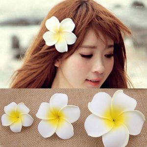 Klipy do włosów 10pcs Summer Sunny Bright Plumeria Flower Flower 3 rozmiary Barrettes Akcesoria na nakrycia głowy Kobiety