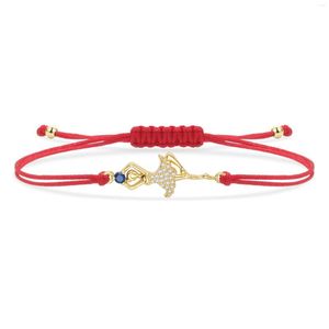 Charm Bracelets Cubic Zirconia Crystal Gold-plated Brass Ballerina Girl Bracelet Women Pretty Cute Trendy Ballet Dancer Red String Jewelry