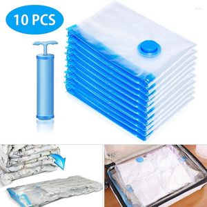 Storage Bags 10 Pack Vacuum Bag Clothes Home Organizer Transparent Border Foldable Seal Compressed Travel Saving