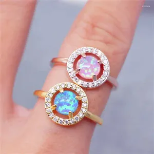 Cluster Rings Fire Opal Moon Stone Ring for Women Wedding Party Engagement Size6-10 Band