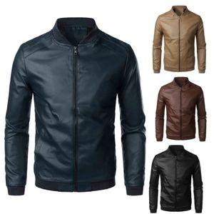 Giacche da uomo Giacca in pelle da uomo Giacca da moto slim fit in pelle PU con colletto alla coreana 231010