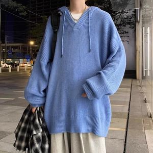 Мужские свитера, пуловеры с капюшоном, мужские уличные винтажные вязаные свитера с длинными рукавами, повседневные свободные свитера в японском стиле в стиле Харадзюку, универсальные