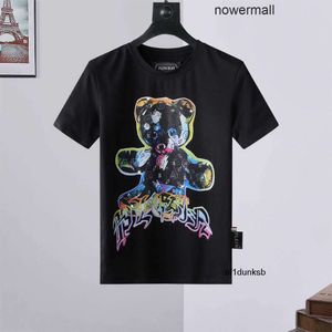 トッププレインフィリップスPPラウンドベアTメンズデザイナーTEESTシャツブランドPPスカルスメンズTシャツネックSS Tシャツスカルヒップホップ16471 TMME