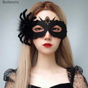Costume Accessories NCEE 2023 Halloween Black Spider Death Mask Dance Half Face and Fe Adult Performance Face Covering Headgear GiftL231010L231010