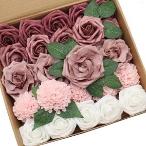 Decorative Flowers D-Seven Artificial Delicate Dusty Rose Combo For DIY Wedding Bouquets Centerpieces Bridal Shower Arch Floral
