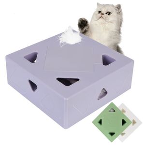 Cat Toys Sqaure Magic Box Drocząc kota grę selfla Ćwych do kota automatyczne kota pióra elektryczna zabawka interaktywna 231011