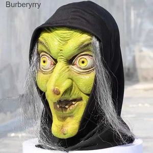 Acessórios de fantasia Halloween Role Play Bruxa Máscara Horror Látex Old Lady Chapelaria Cosplay Engraçado Truque PropsL231010L231010