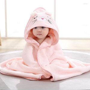 Blankets Large Size Born Wrap Blanket Soft Coral Velvet Absorbent Warm Cartoon For 0-6 Years Kids Bath Towel 80x80cm