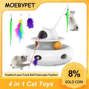 Brinquedos de gato Moebypet interativo 4-em-1 brinquedo de gato recarregável pena vara laser trackball pena retrátil brinquedos internos para gatos 231011