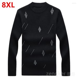 Erkek kazakları 7xl 8xl Sonbahar Jumper Uzun kollu kazak artı boyutu yuvarlak boyun büyük pilot orta yaşlı insanlar büyük boy süveter