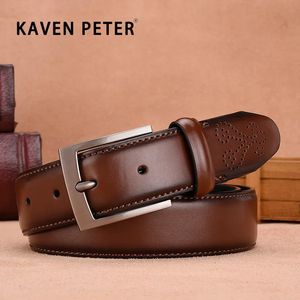 Outros acessórios de moda clássico homens cinto para jeans masculinos de alta qualidade cinto de couro homem marrom pulseira de couro genuíno luxo pino fivela fantasia vintage 231011