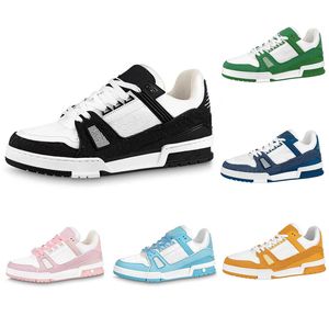 Designer Homens Sneaker Trainer Sapatos Casuais Baixo Bezerro Couro Abloh Branco Verde Vermelho Azul Sobreposições Plataforma Ao Ar Livre Mulheres Sapatilhas Tamanho 36-45