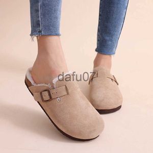 Hausschuhe Litfun Neue Boston-Pelz-Clogs für Damen, gemütliche Winter-warme kurze Plüsch-gemütliche flauschige Hausschuhe, Wildleder-Pantoletten aus Kork mit Fußgewölbeunterstützung x1011